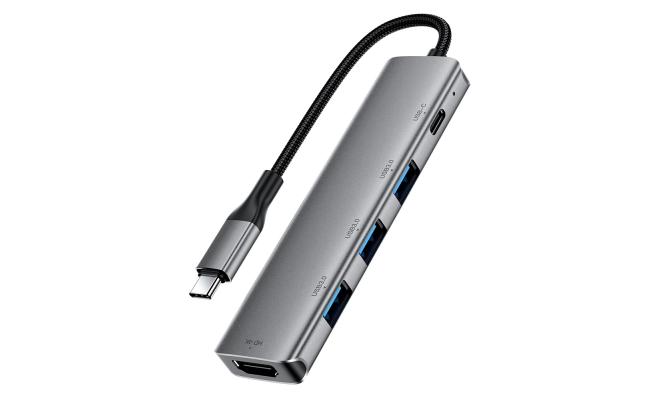ACEFAST J16 5 in 1 USB-C Hub 4K HD PD 90W Fast Charging 5Gbps Data Transfer Docking Station - Gray
